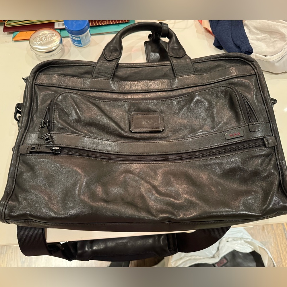 TUMI Black Leather Bag